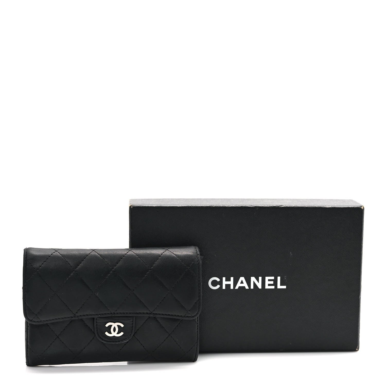 Chanel Lambskin Quilted Small Flap Card Holder Wallet Black 8 of 8