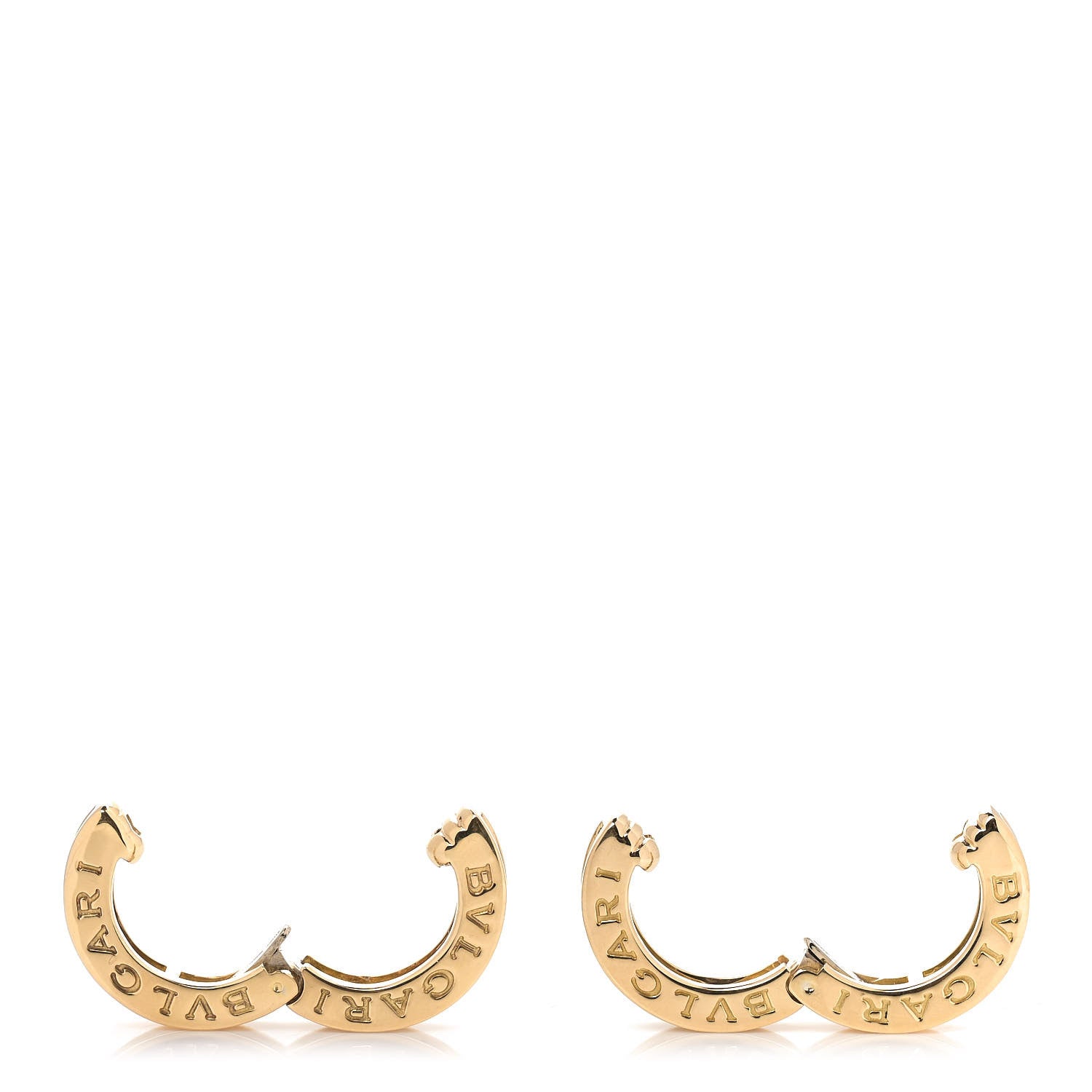 Bulgari 18K Yellow Gold Diamond Small B.Zero1 Hoop Earrings 3 of 7