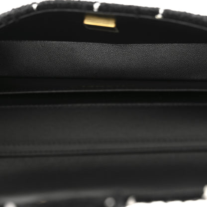 Chanel Tweed Quilted East West Camellia Clutch  Black White 5 of 11