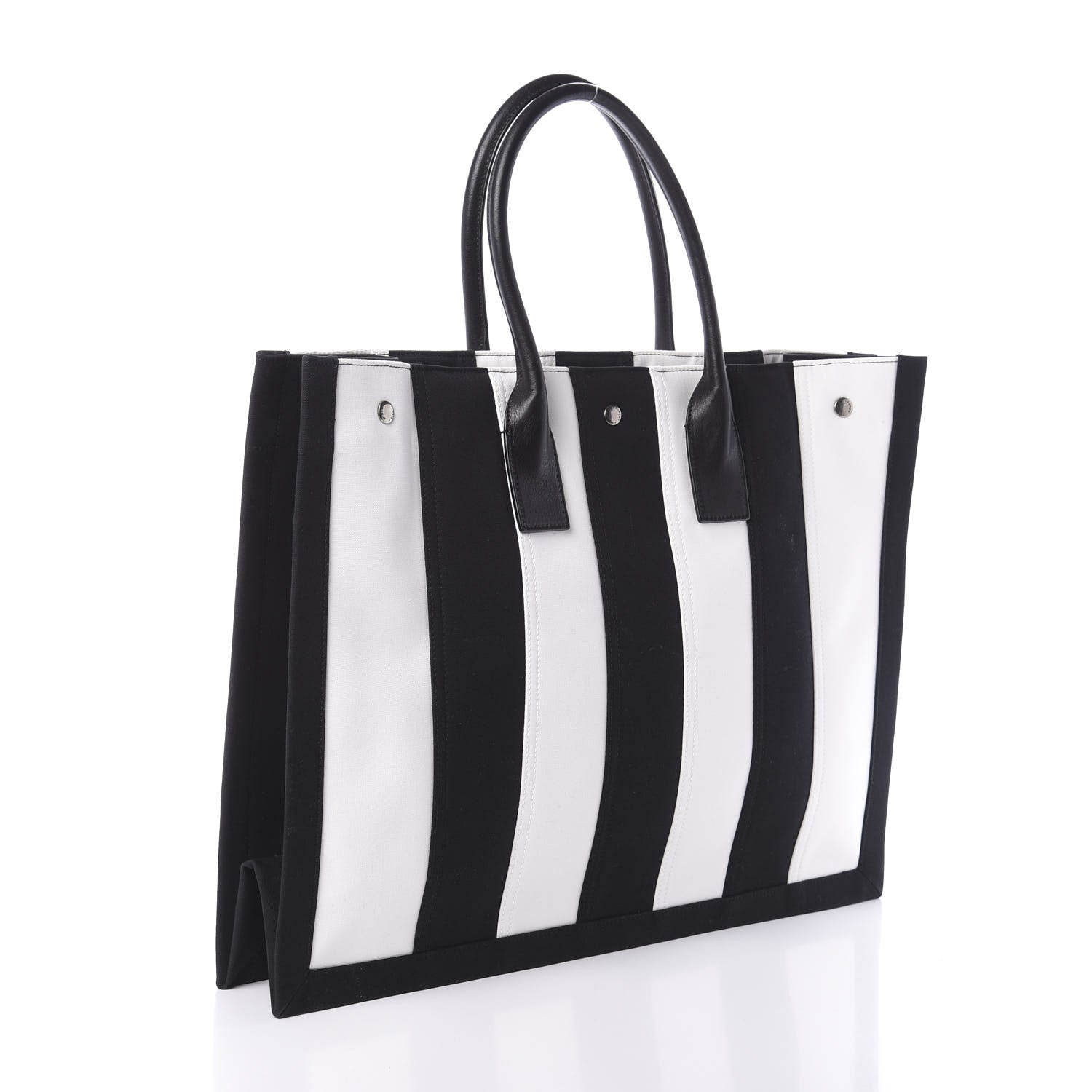 Saint Laurent Canvas Noe Striped Tote Black White 3 of 9