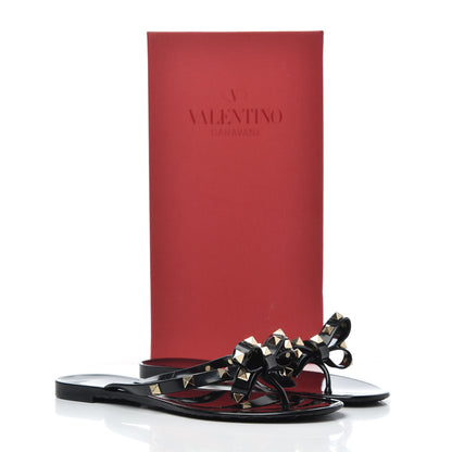 Valentino Garavani PVC Jelly Rockstud Bow Thong Sandals 38 Black 14 of 14