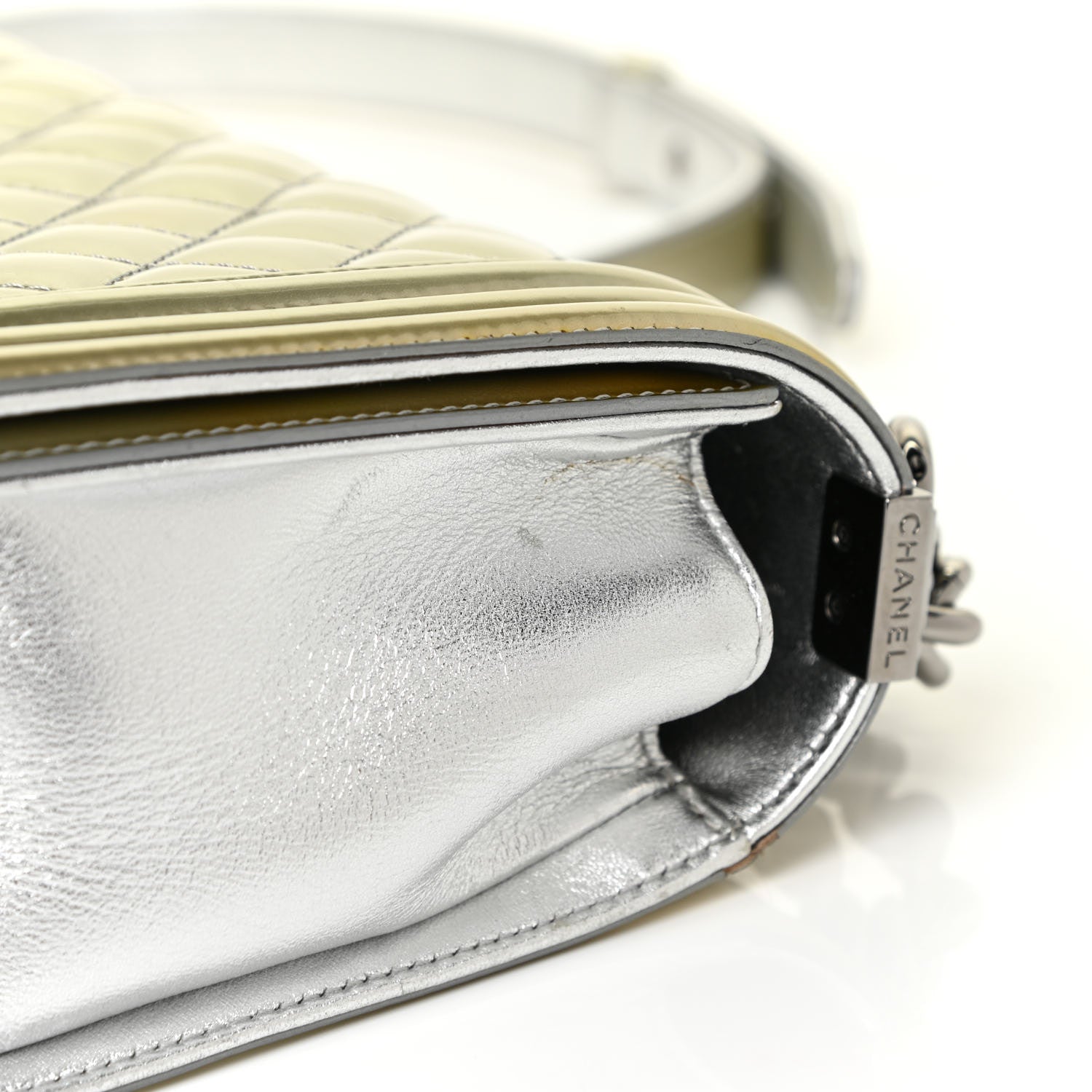 Chanel Metallic Patent Calfskin Quilted Medium Boy Flap Silver 14 of 16