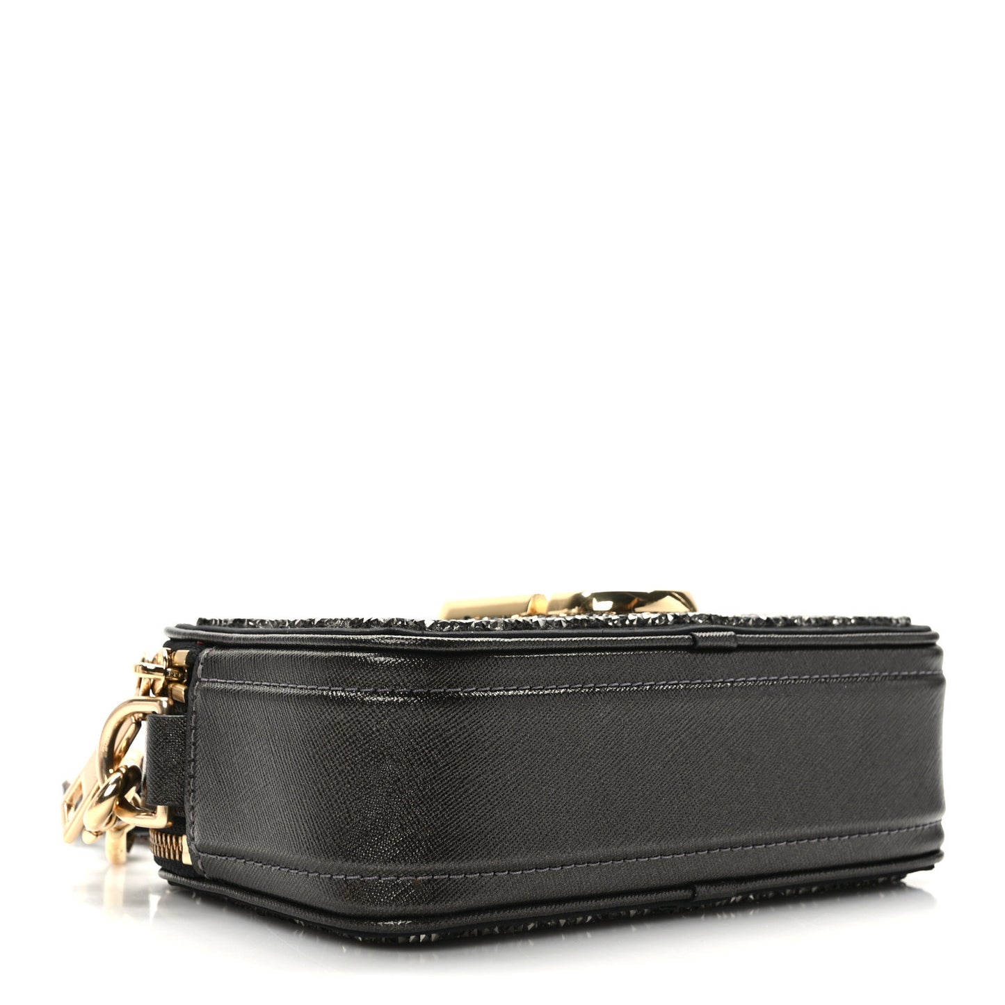 Crystal Calfskin Snapshot Camera Bag Grey