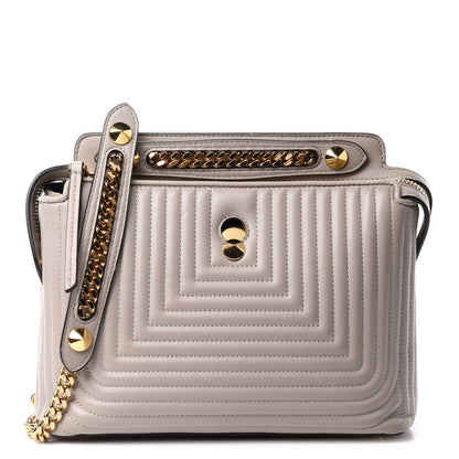 Fendi Shiny Nappa Trapuntata Chain Small DotCom Click Chain Satchel Grigio Polvere 1 of 11
