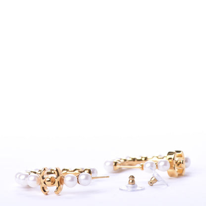 Chanel Pearl CC More Is More Small Hoop Earrings Gold 3 of 4