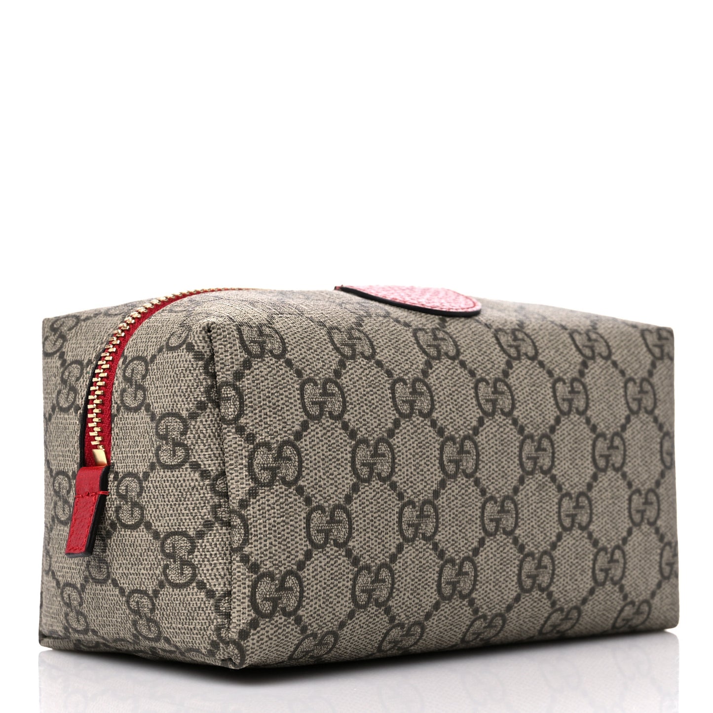 Soft GG Supreme Monogram Calfskin Medium Ophidia Cosmetic Case Beige Ebony Hibiscus Red