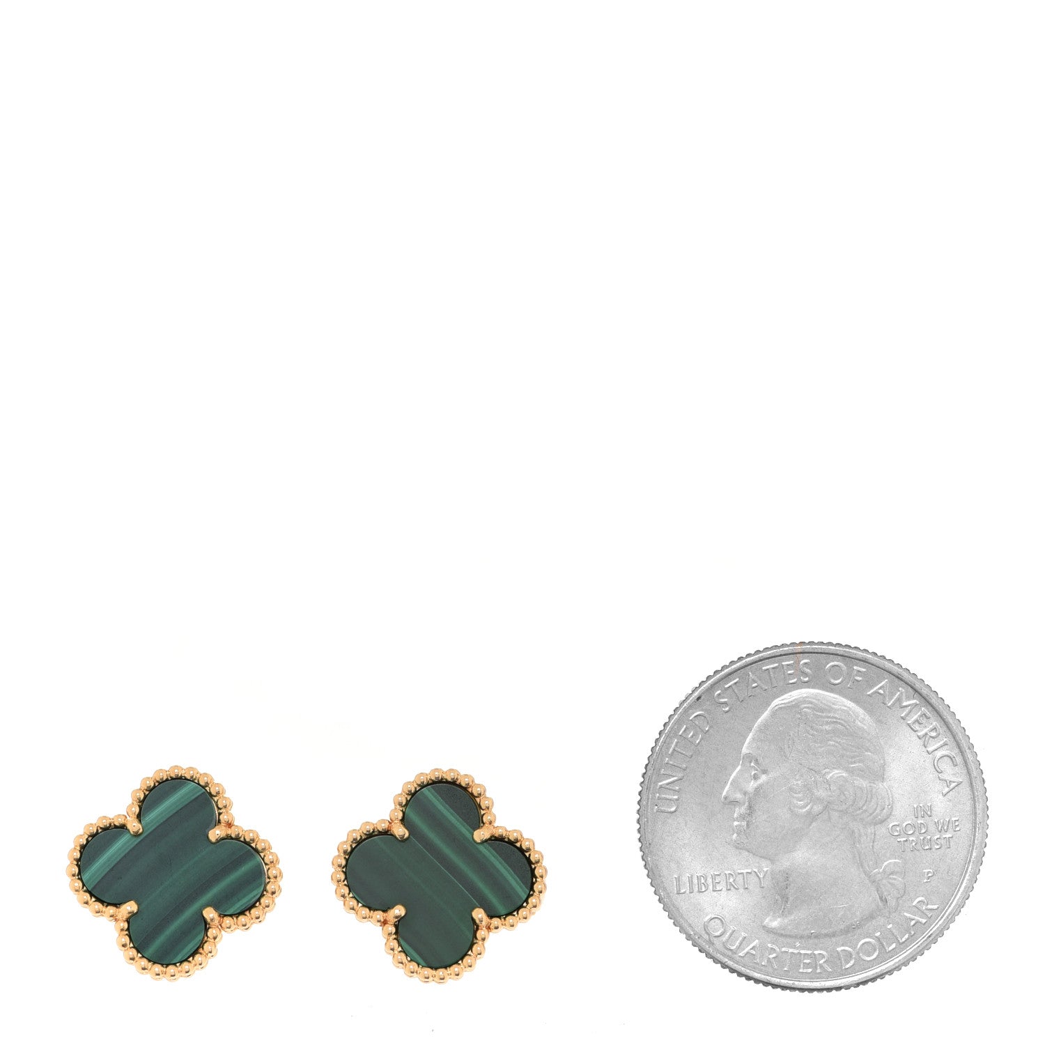 Van Cleef & Arpels 18K Yellow Gold Malachite Vintage Alhambra Earrings 2 of 5