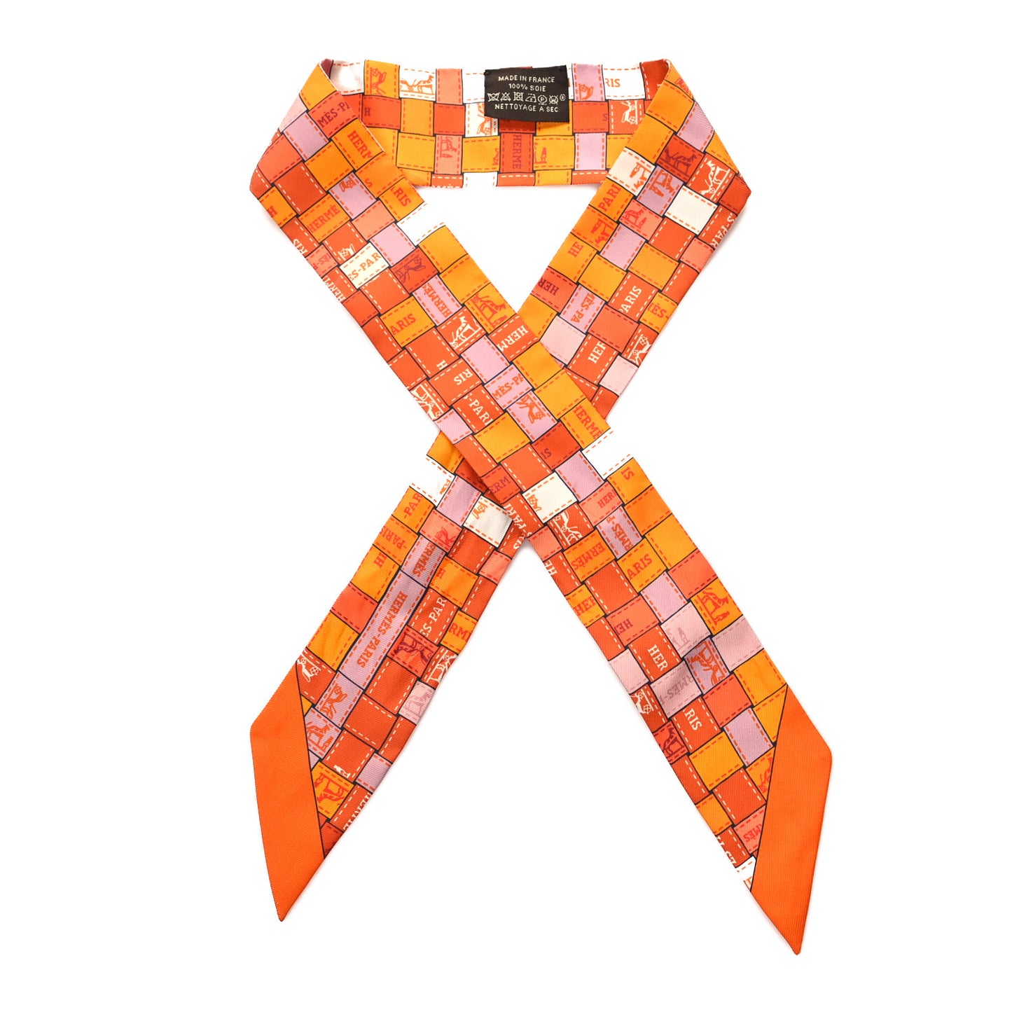 Silk Bolduc Au Carre Twilly Orange Blanc Vieux