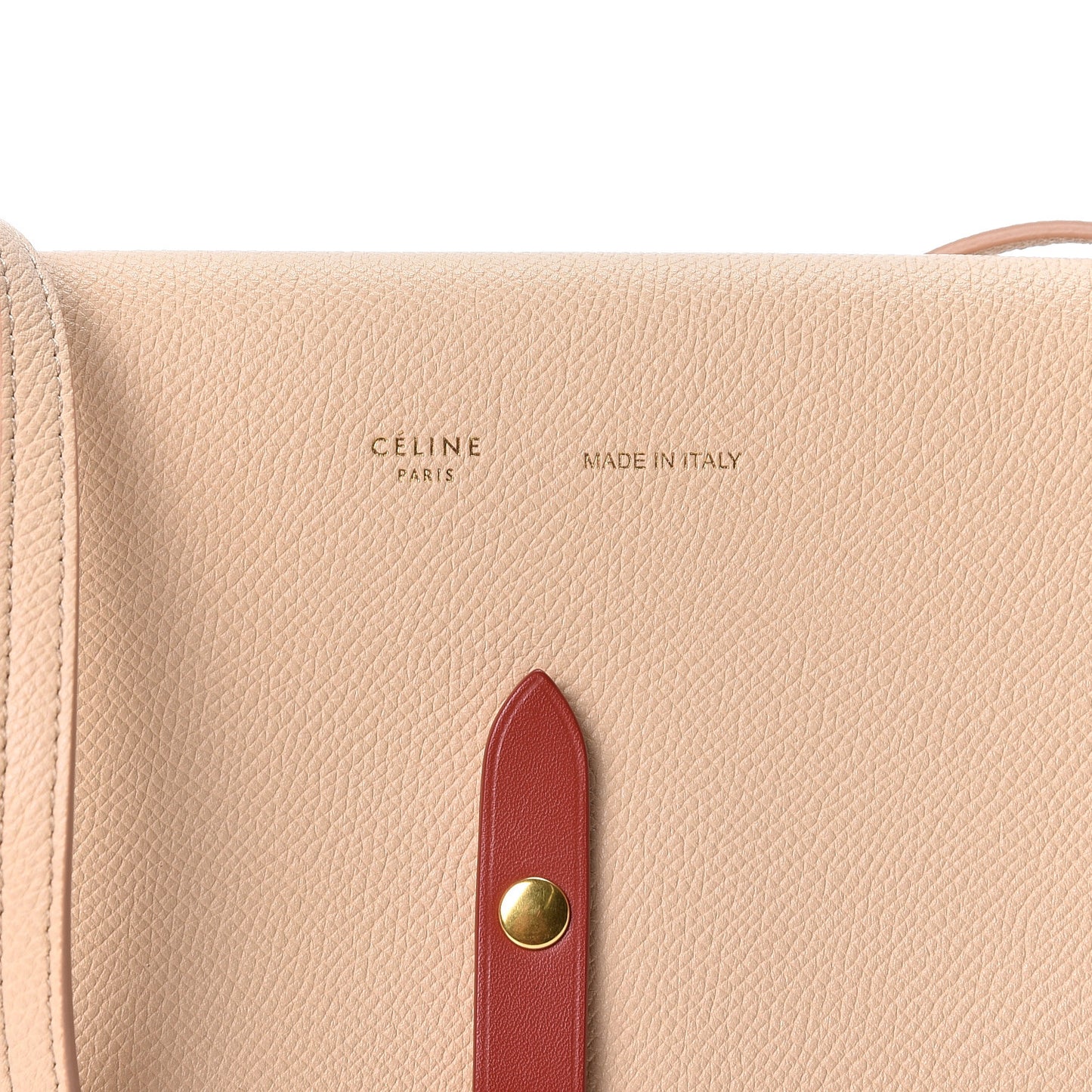 Grained Shiny Calfskin Strap Clutch Light Taupe Red