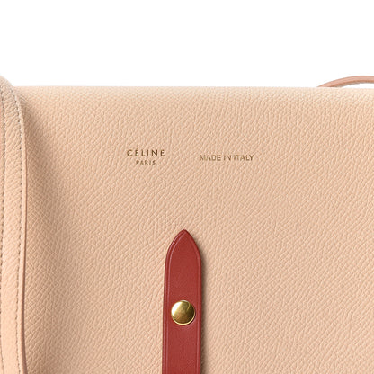 Celine Grained Shiny Calfskin Strap Clutch Light Taupe Red 5 of 9