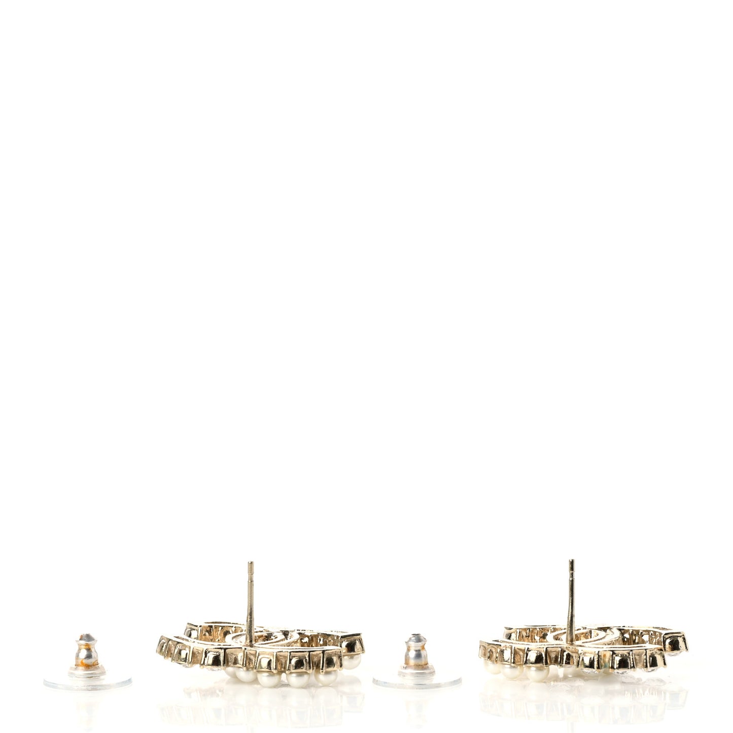 Crystal Pearl CC Dazzling Domino Earrings Gold
