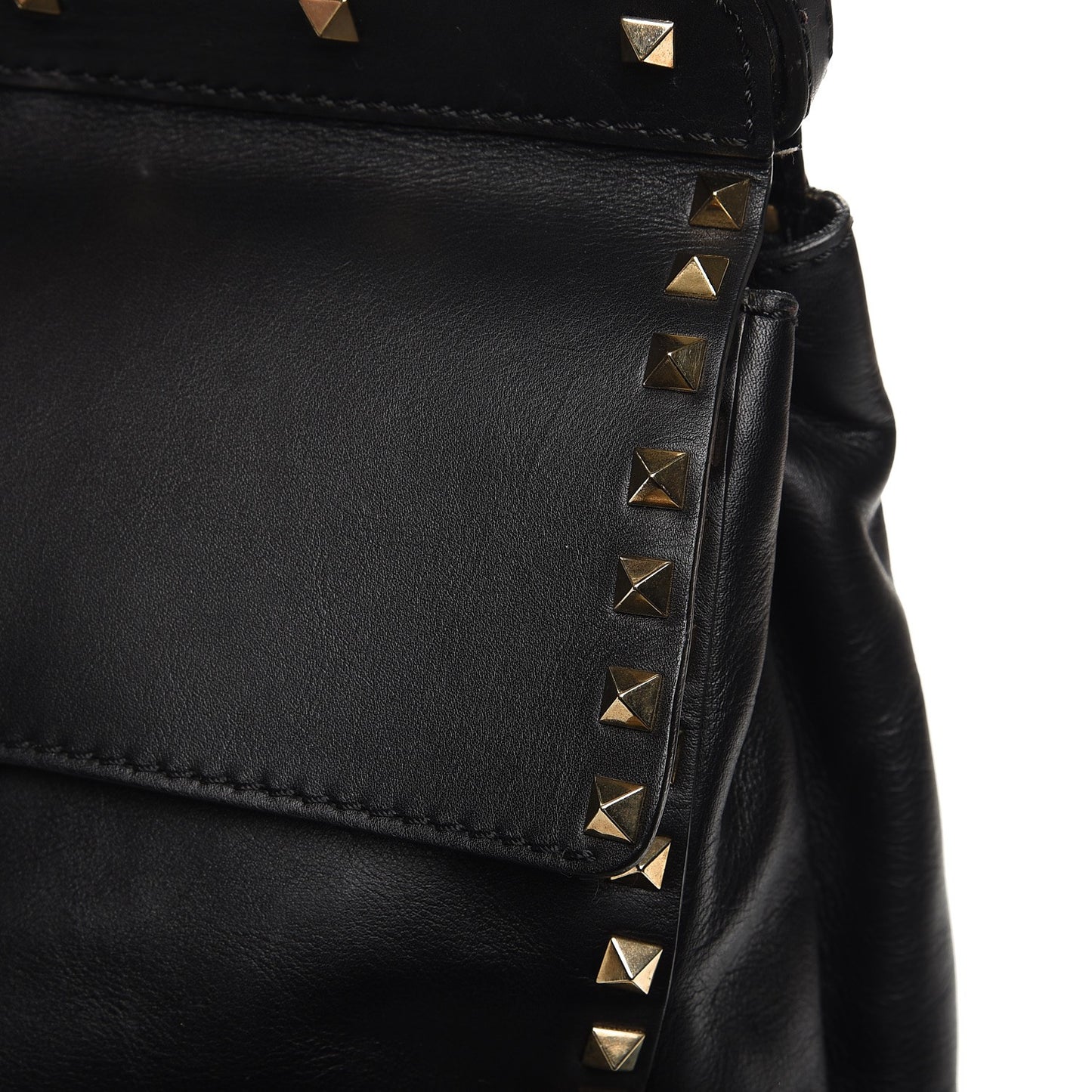 Nappa Rockstud Frame Handle Bag Black