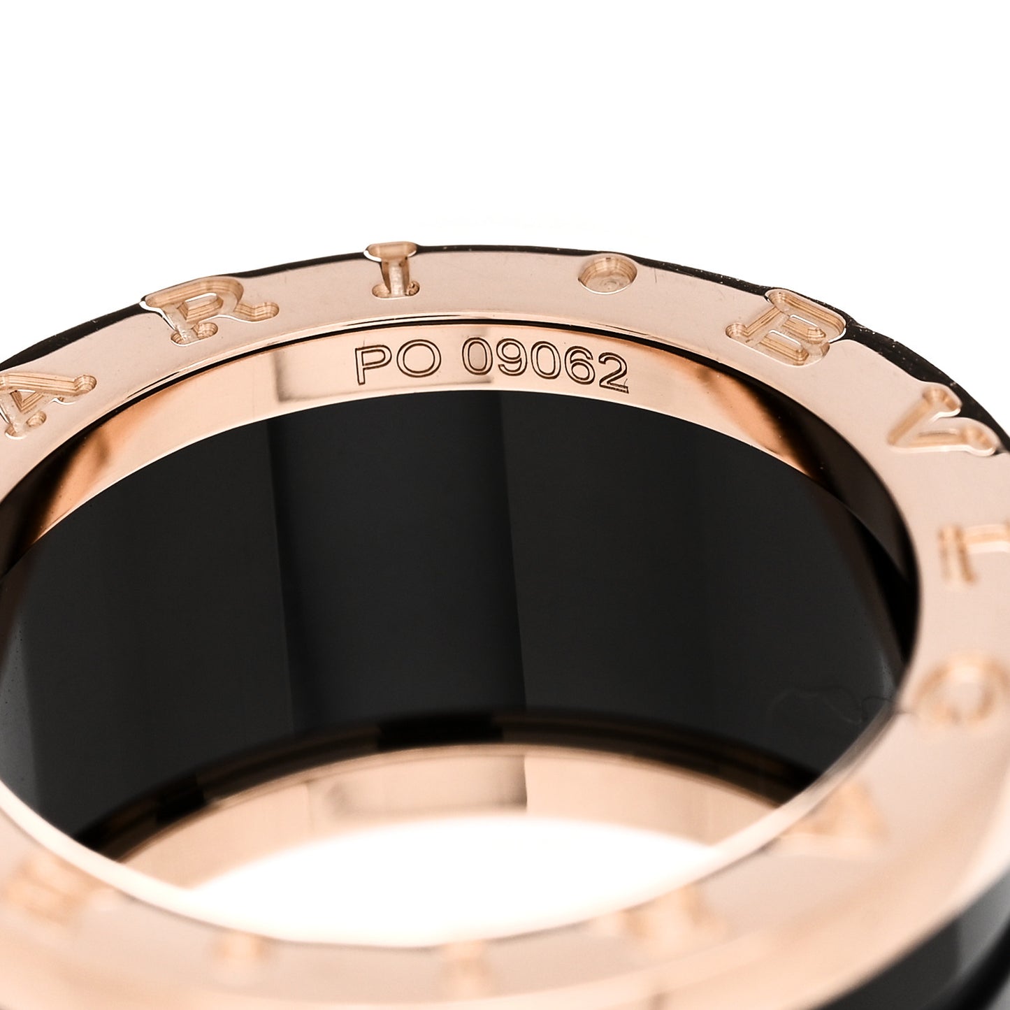 18K Rose Gold Black Ceramic B.Zero1 Four-Band Ring 53 6.25