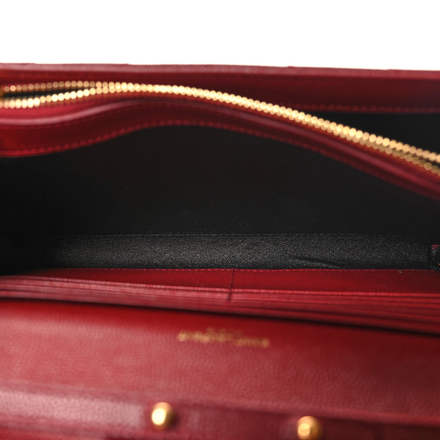 Saint Laurent Grain De Poudre Matelasse Chevron Monogram Chain Wallet Opyum Red 5 of 10