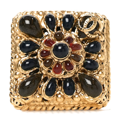 Chanel Enamel Gripoix CC Ring 52 6 Gold Burgundy 1 of 5