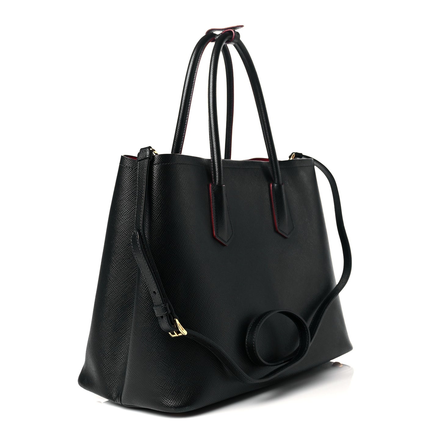 Saffiano Cuir Large Double Bag Black Fuoco