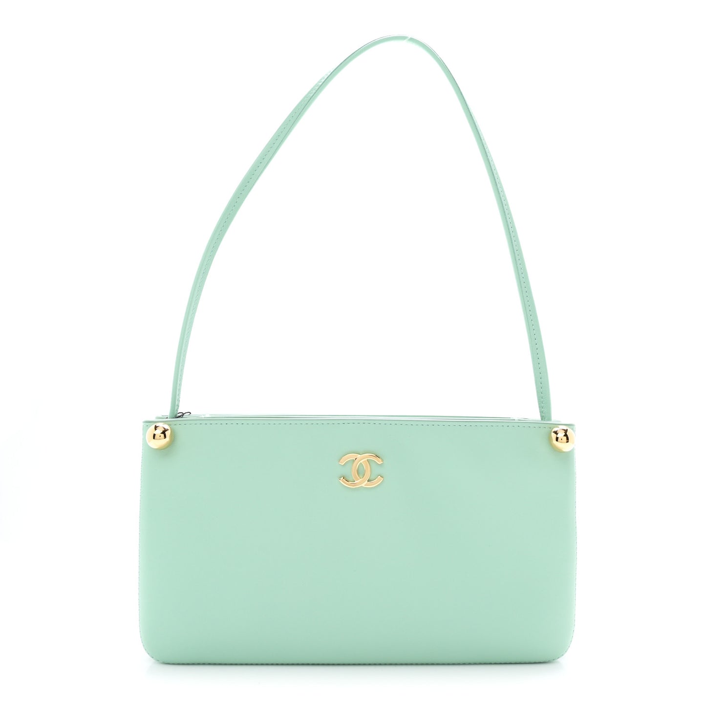 Calfskin Chick Studs Clutch Green