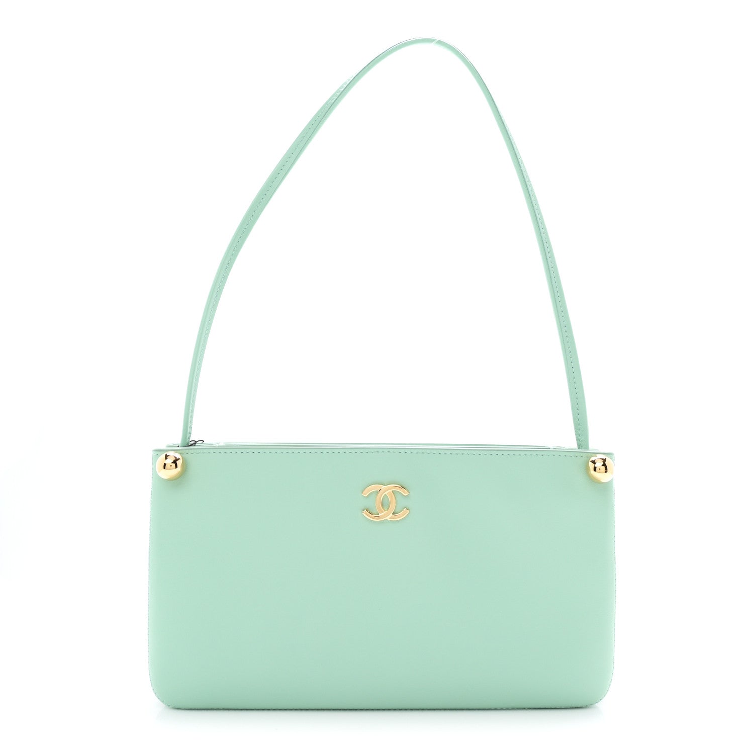 Chanel Calfskin Chick Studs Clutch Green 1 of 11