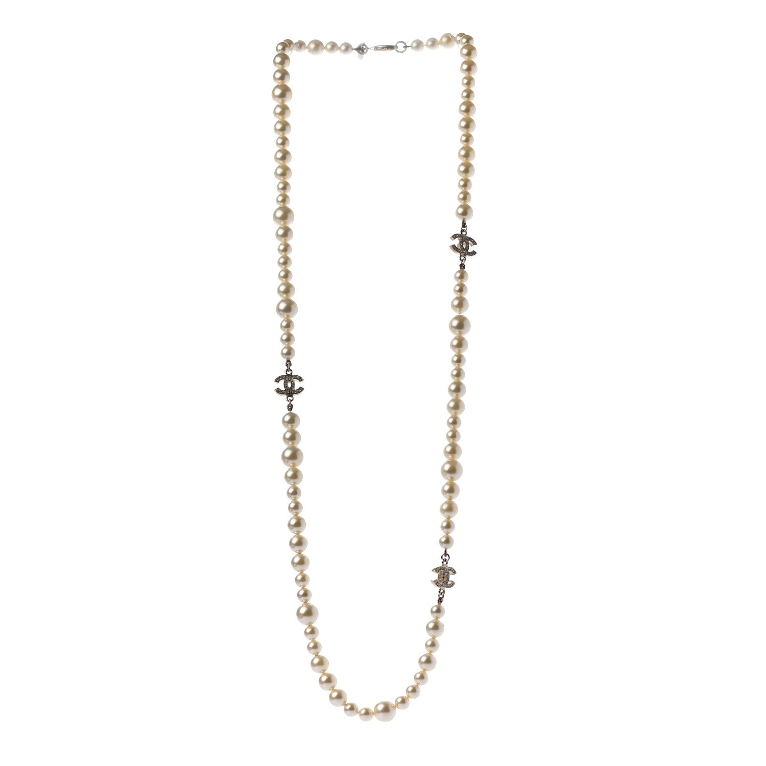 Chanel Graduated Pearl CC Long Necklace Gold 3 of 5
