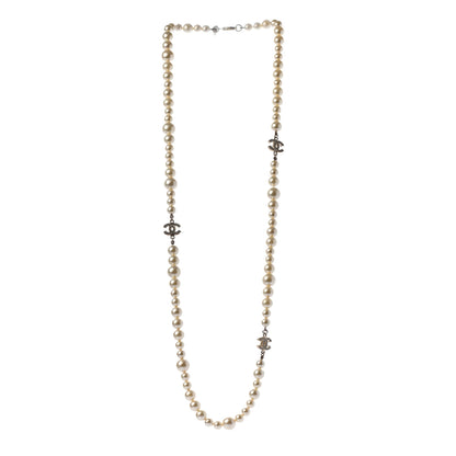 Chanel Graduated Pearl CC Long Necklace Gold 3 of 5