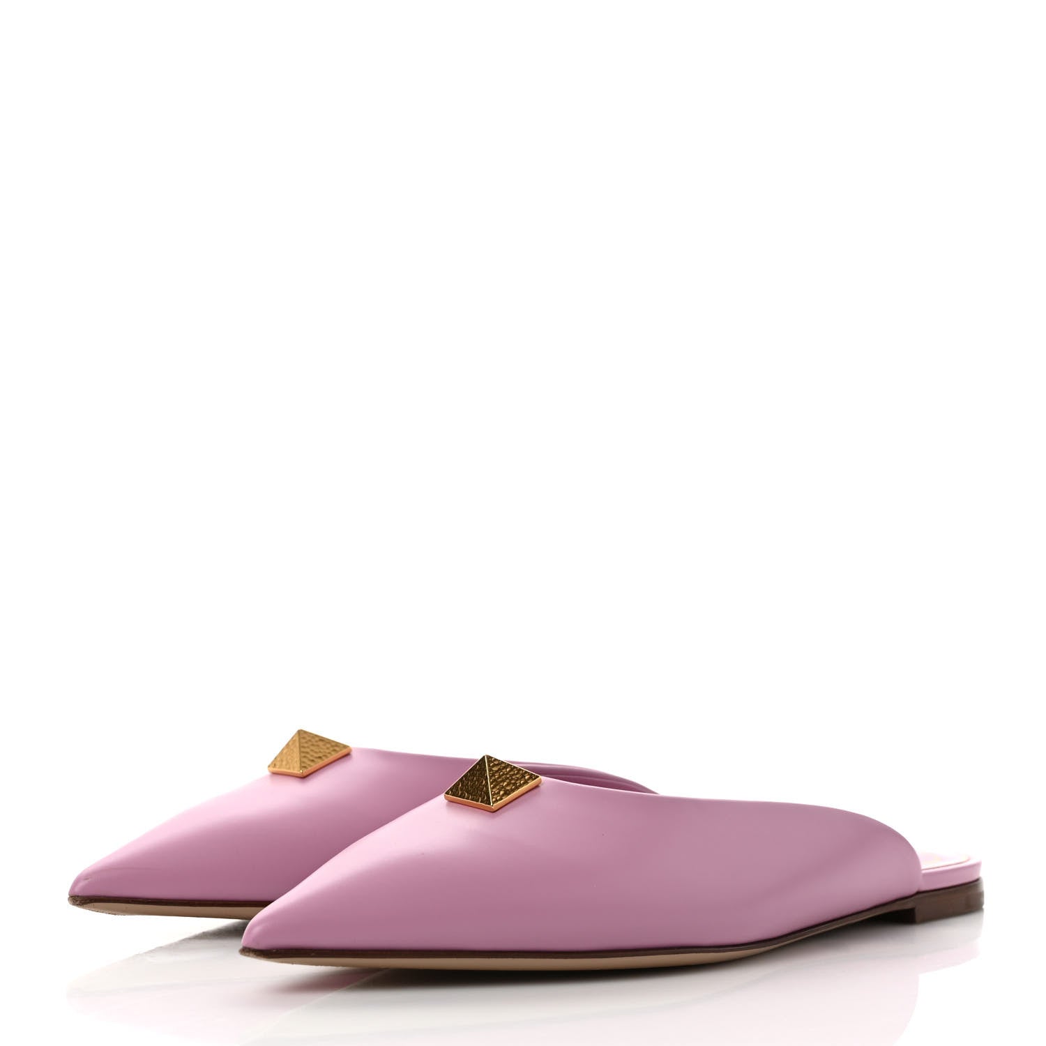 Valentino Garavani Calfskin Roman Stud Pointed Flat Mules 37 Giacinto 3 of 8