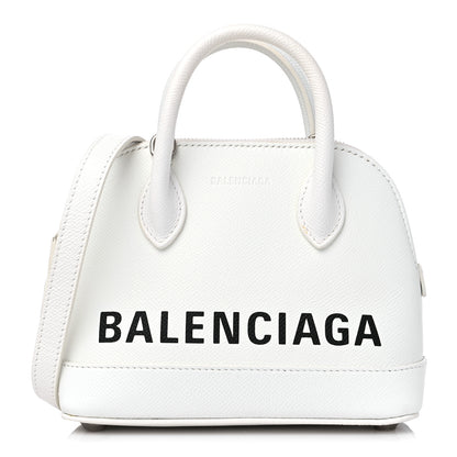 Balenciaga Grained Calfskin XXS Ville Top Handle Bag White Black 1 of 12