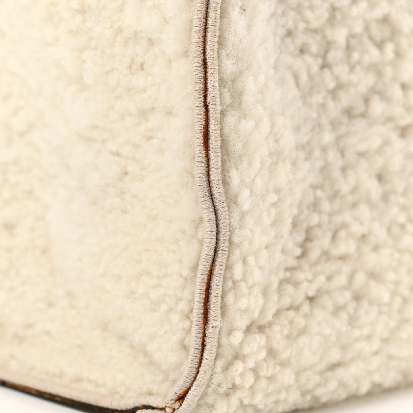 Shearling Vitello King Logo Medium Fendi Sunshine Shopper Tote White