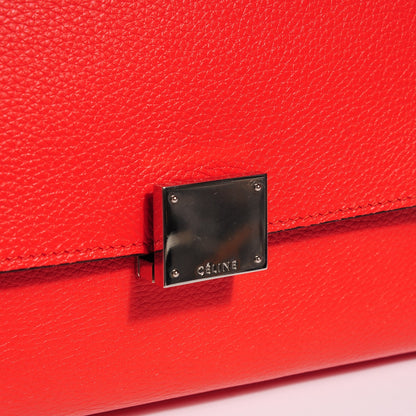 Celine Drummed Calfskin Suede Double Zip Trapeze Vermillion 6 of 19