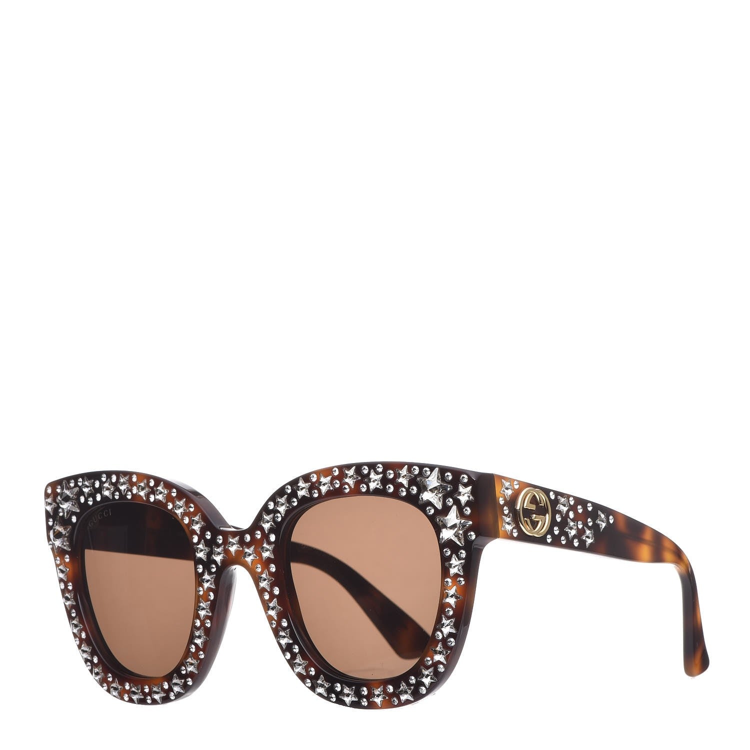 Gucci Acetate Stars Cat Eye Sunglasses GG0116S Havana 1 of 9