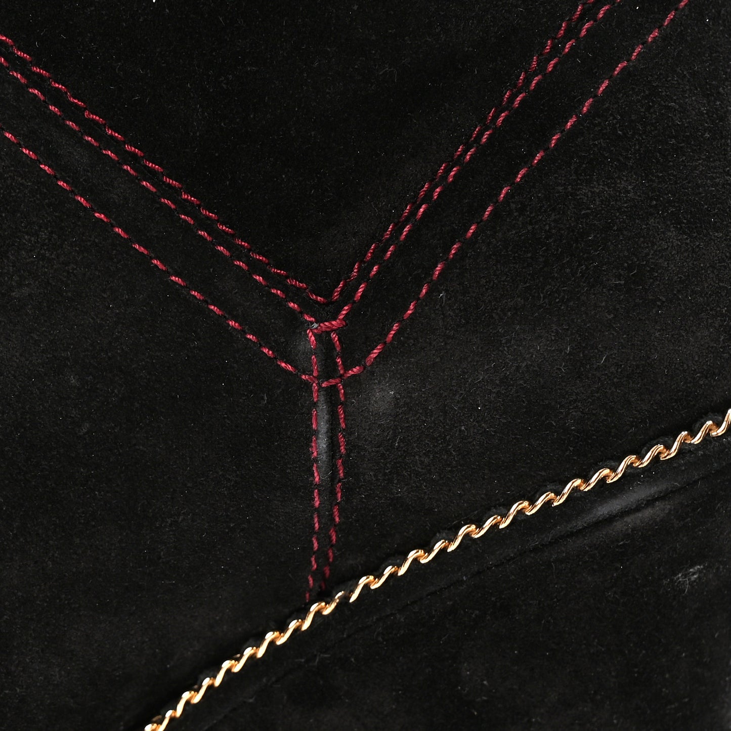 Suede Calfskin Chain Around High Boots 40 Black
