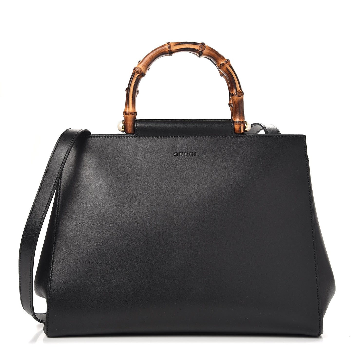 Nappa Bamboo Medium Nymphaea Top Handle Bag Black