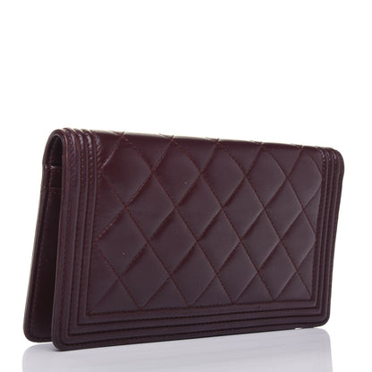 Chanel Lambskin Quilted Boy Yen Wallet Dark Red 3 of 20