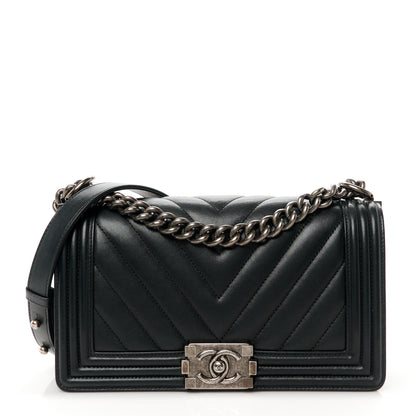 Chanel Lambskin Chevron Quilted Medium Boy Flap Black 1 of 10