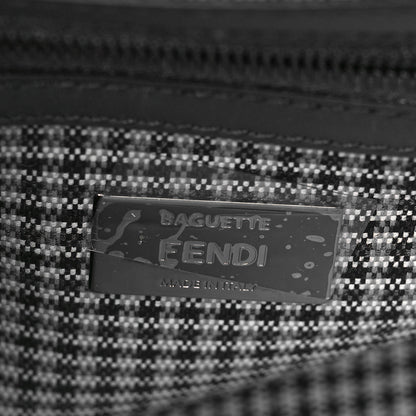 Fendi Wool Vitello King Houndstooth FF Embroidered Baguette Grigio Anthracite 6 of 8