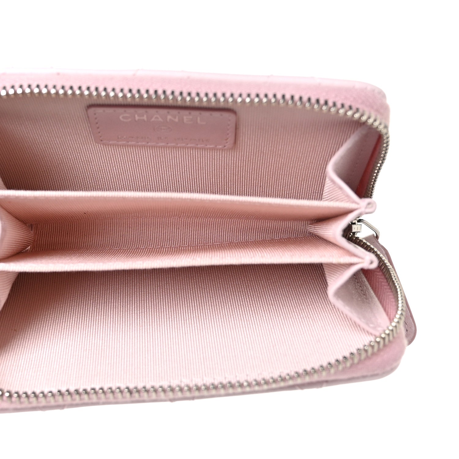 Chanel Lambskin Quilted Zip Around Coin Purse Wallet Light Pink 5 of 10