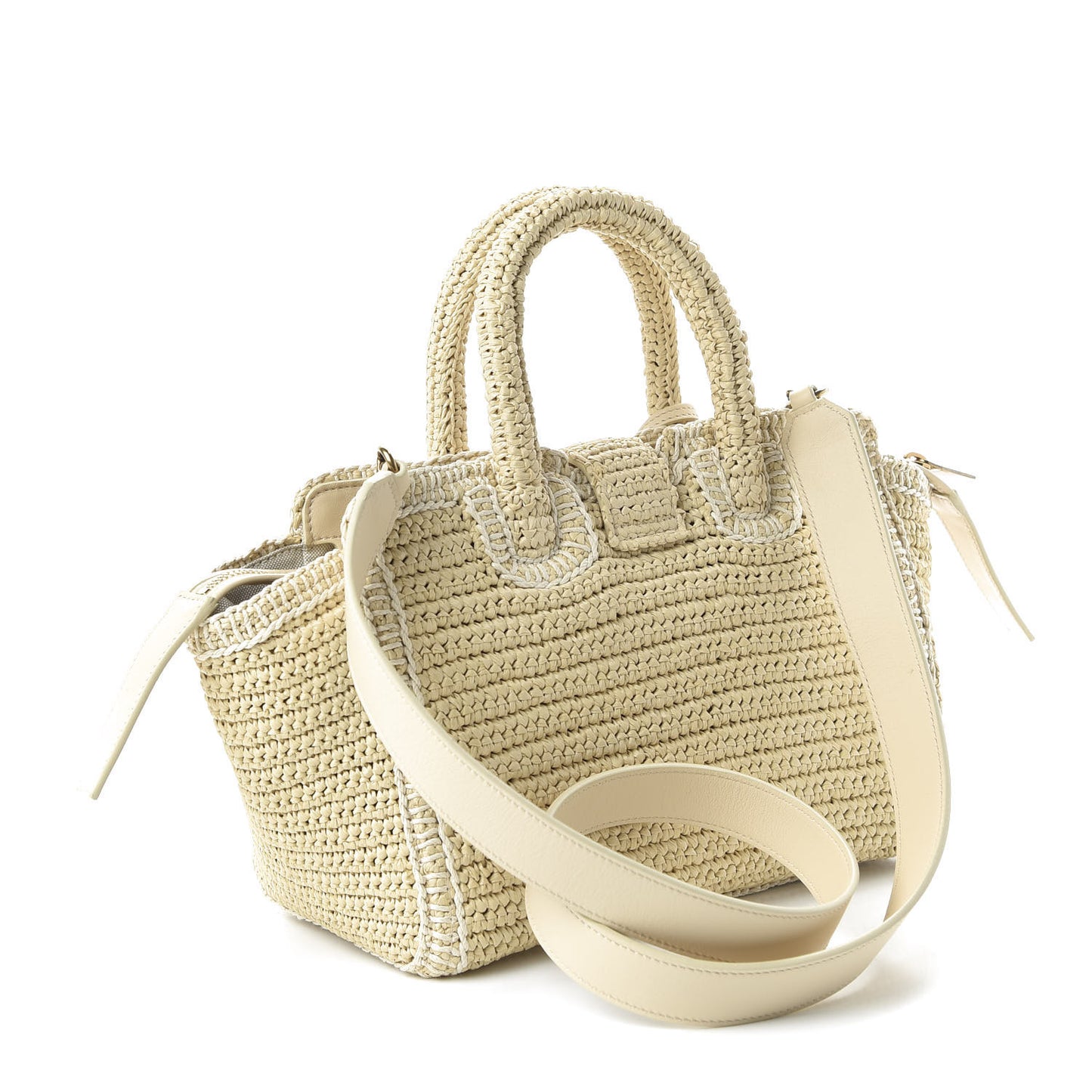 Raffia Baby Monogram Downtown Cabas