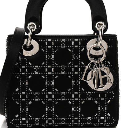 Christian Dior Satin Crystal Cannage Mini Lady Dior Black 7 of 9