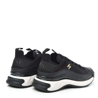 Chanel Fabric Calfskin Suede CC Sneakers 38.5 Black 4 of 7