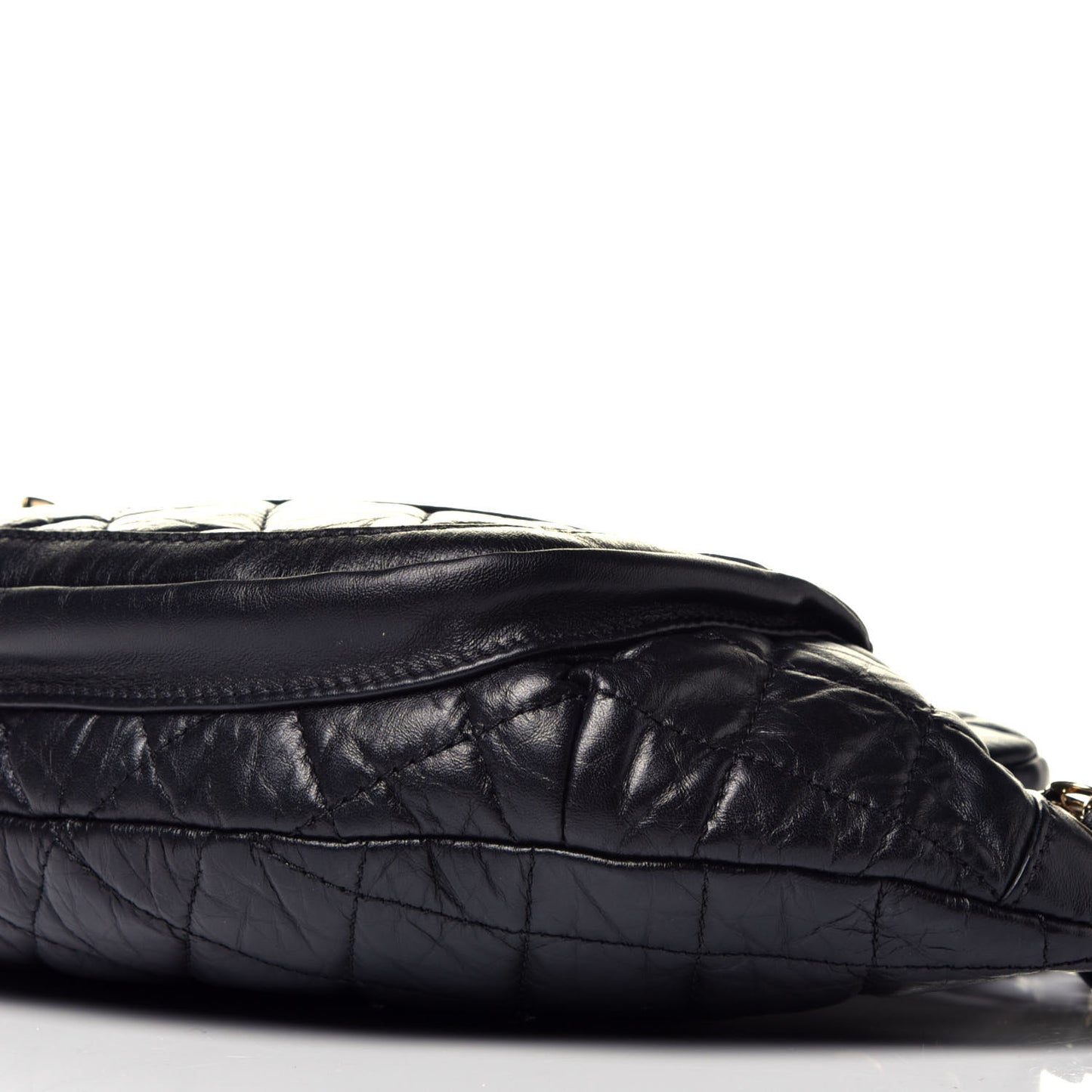 Aged Calfskin Quilted Waist Bag With Coin Purse Black