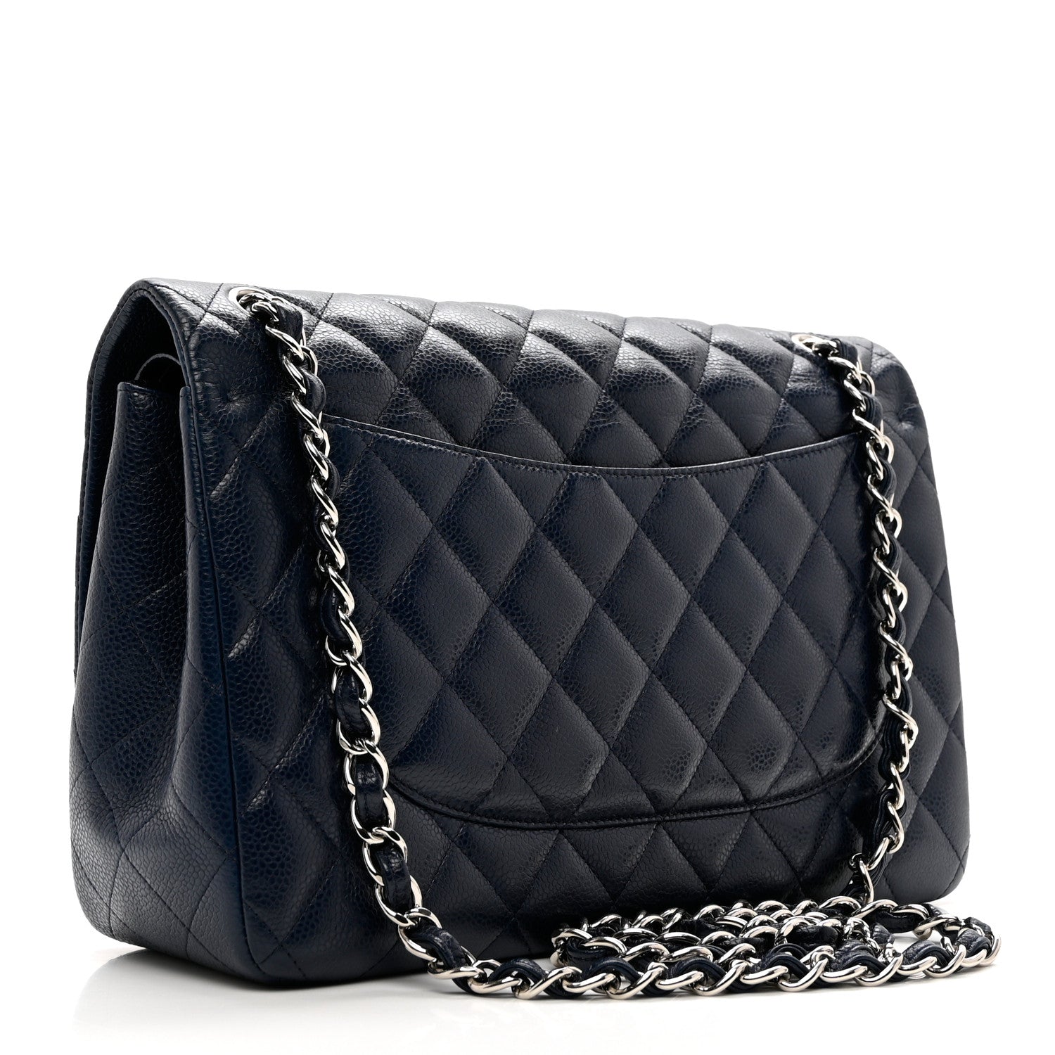 Chanel Caviar Quilted Jumbo Double Flap Navy Blue 3 of 9