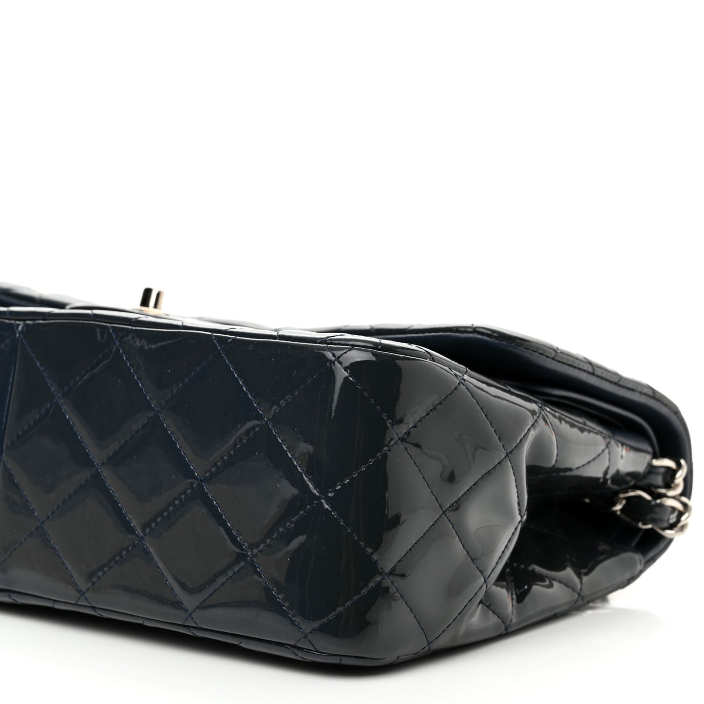 Patent Quilted Jumbo Double Flap Navy
