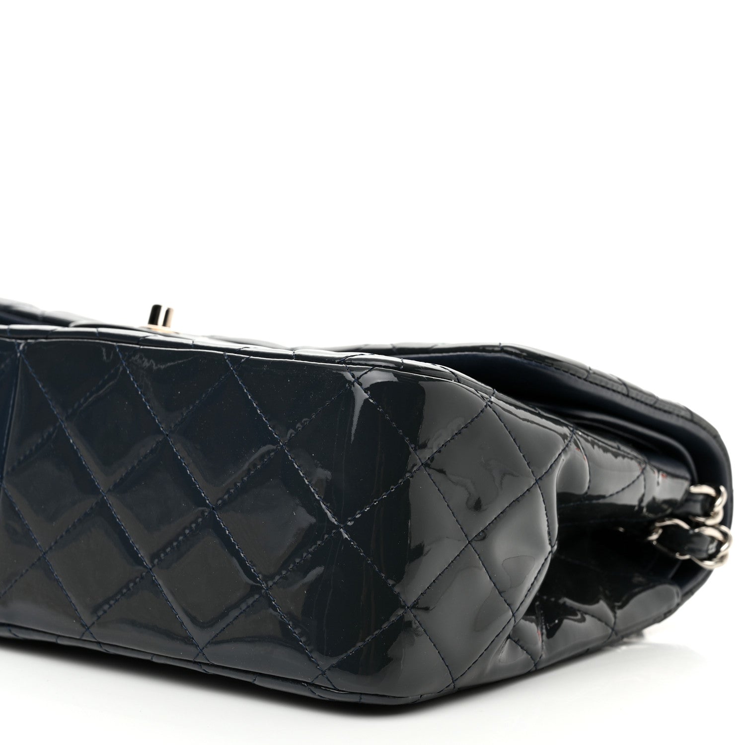 Chanel Patent Quilted Jumbo Double Flap Navy 9 of 11