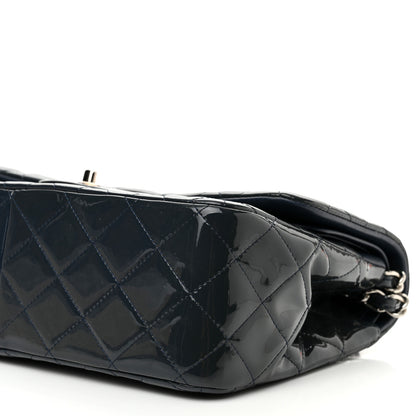 Chanel Patent Quilted Jumbo Double Flap Navy 9 of 11