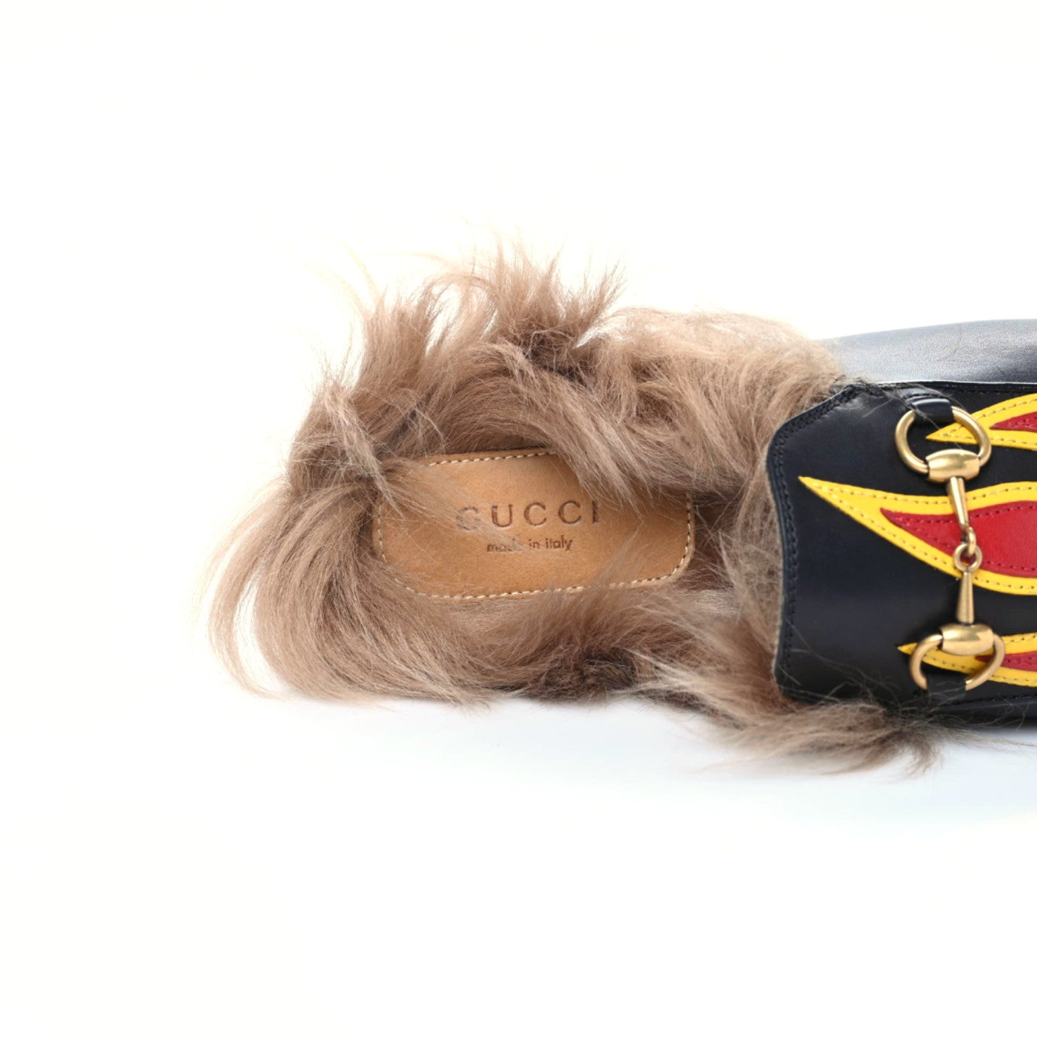 Gucci Calfskin Fur Flame Princetown Slippers 36.5 Black 7 of 8