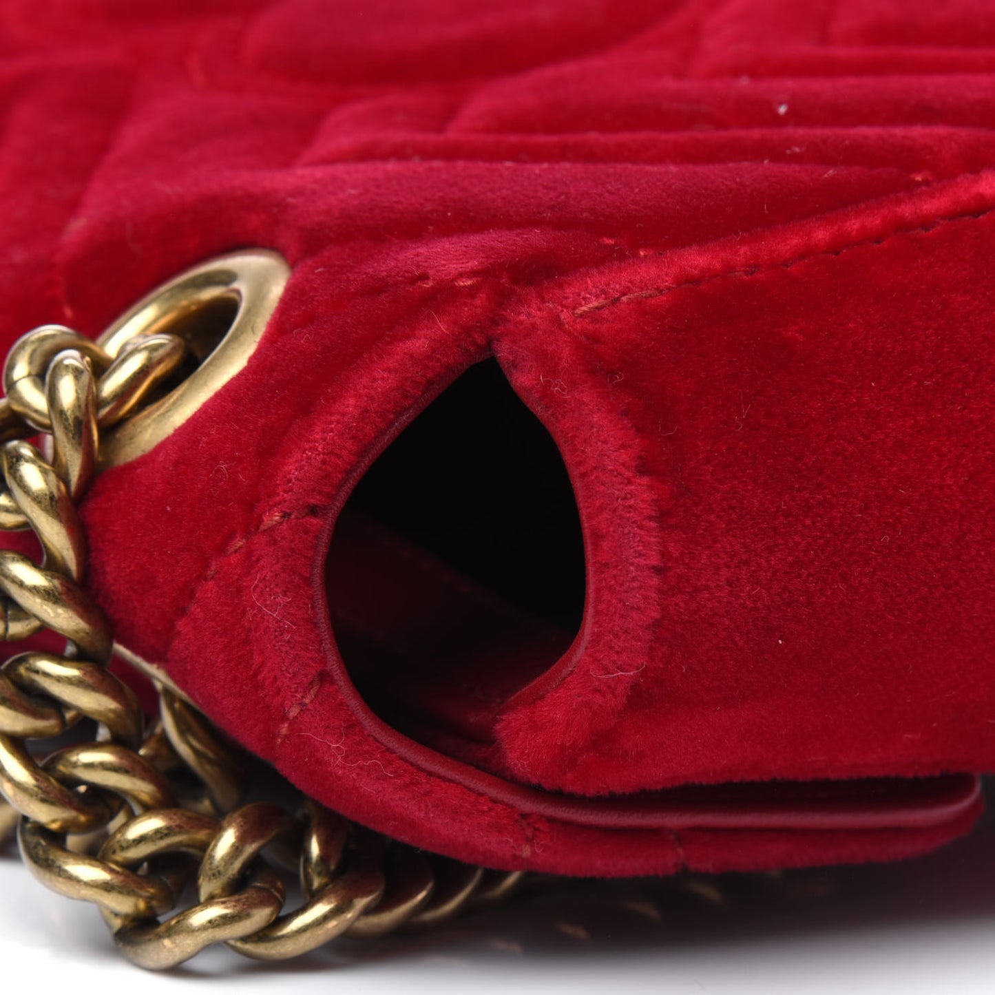 Velvet Matelasse Mini GG Marmont Shoulder Bag Hibiscus Red