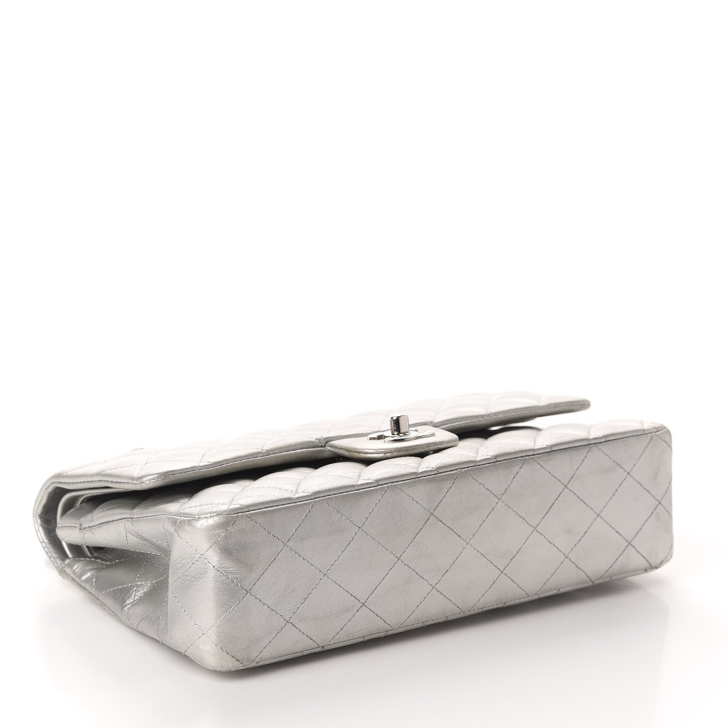 Chanel Metallic Lambskin Quilted Medium Double Flap Dark Grey 4 of 14