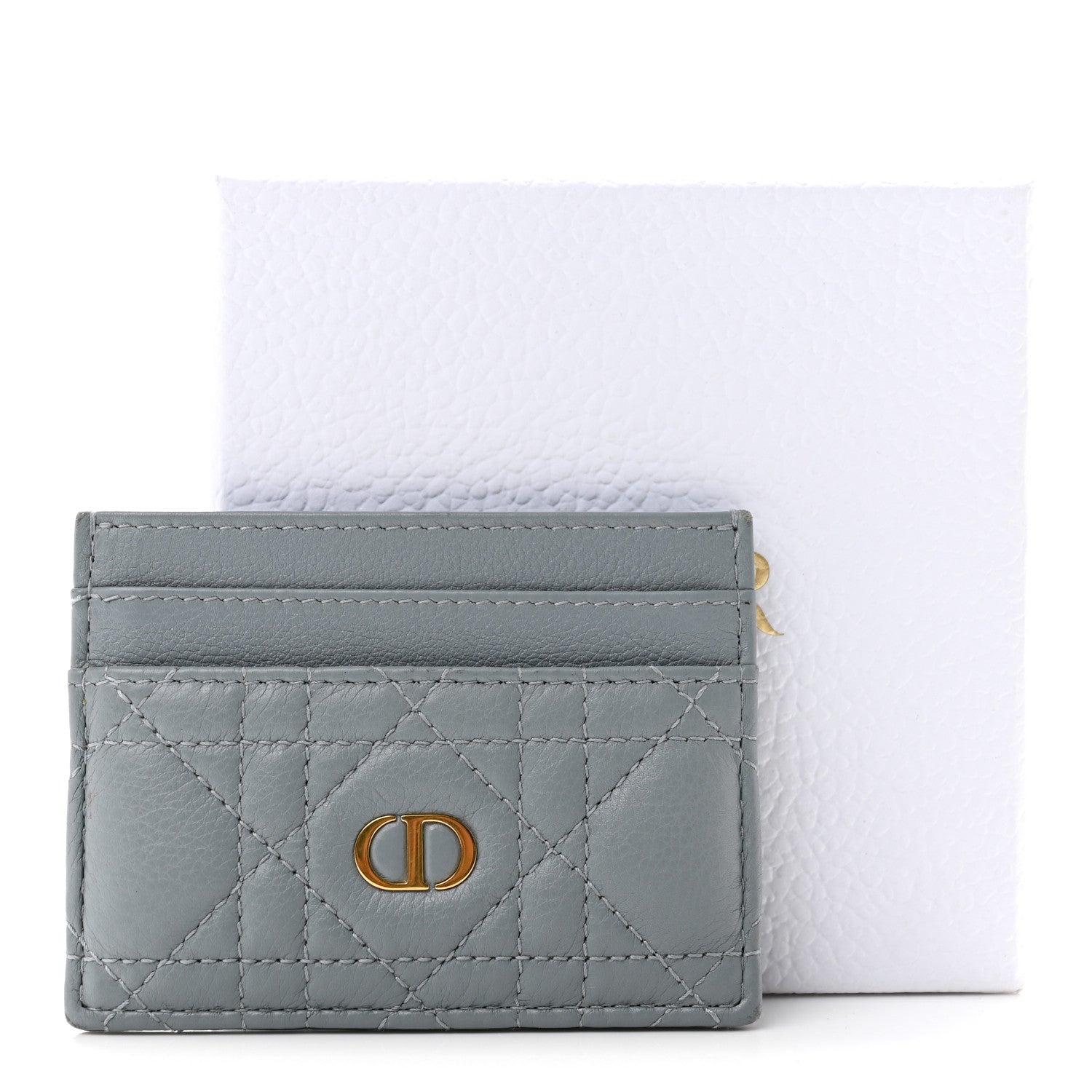 Christian Dior Supple Calfskin Cannage Caro Five-Slot Card Holder Cloud Blue 8 of 8