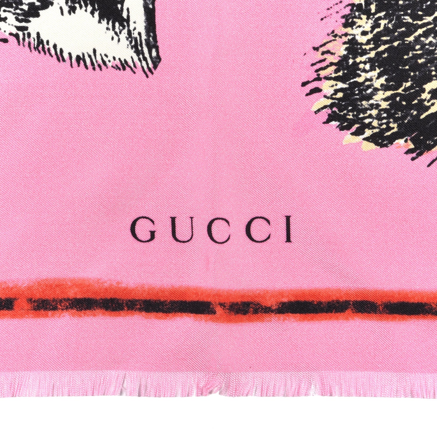 Gucci Silk Tiger Face Print Square Scarf Pink 2 of 3