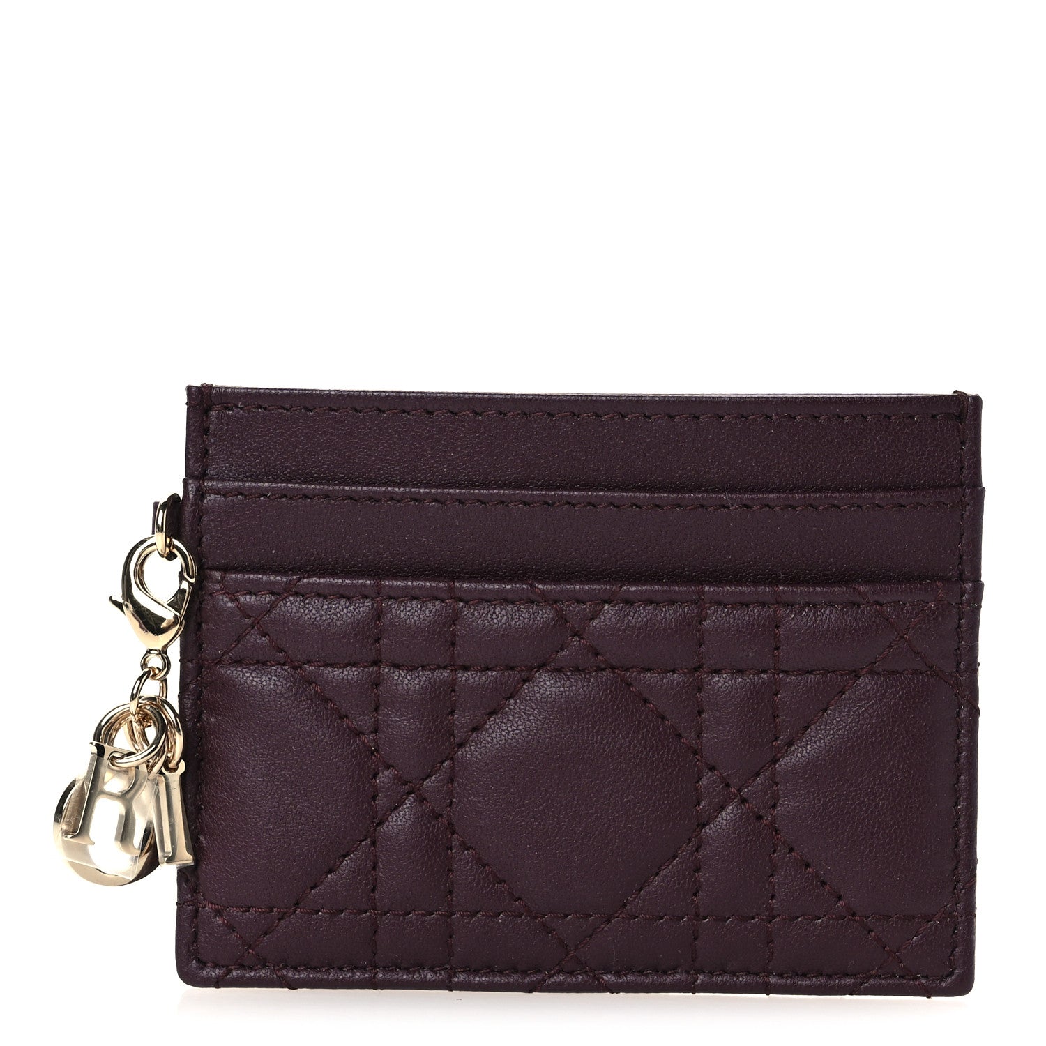 Christian Dior Lambskin Cannage Lady Dior Card Holder Deep Amaranth 1 of 9