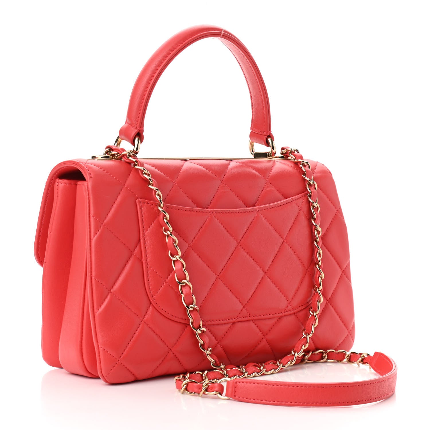 Chanel Lambskin Quilted Small Trendy CC Flap Dual Handle Bag Red 3 of 10